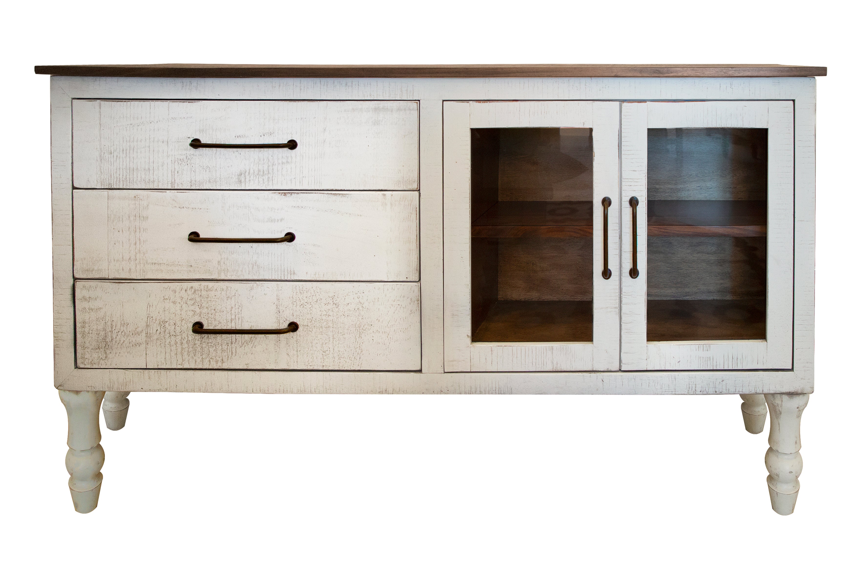 CLEARANCE! 3 Drawer 2 Glass Dorr Console