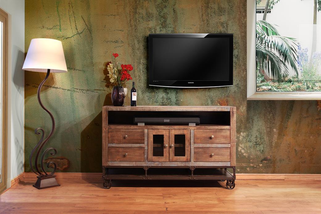 2 Glass Doors 4 Drawers 62" TV Stand