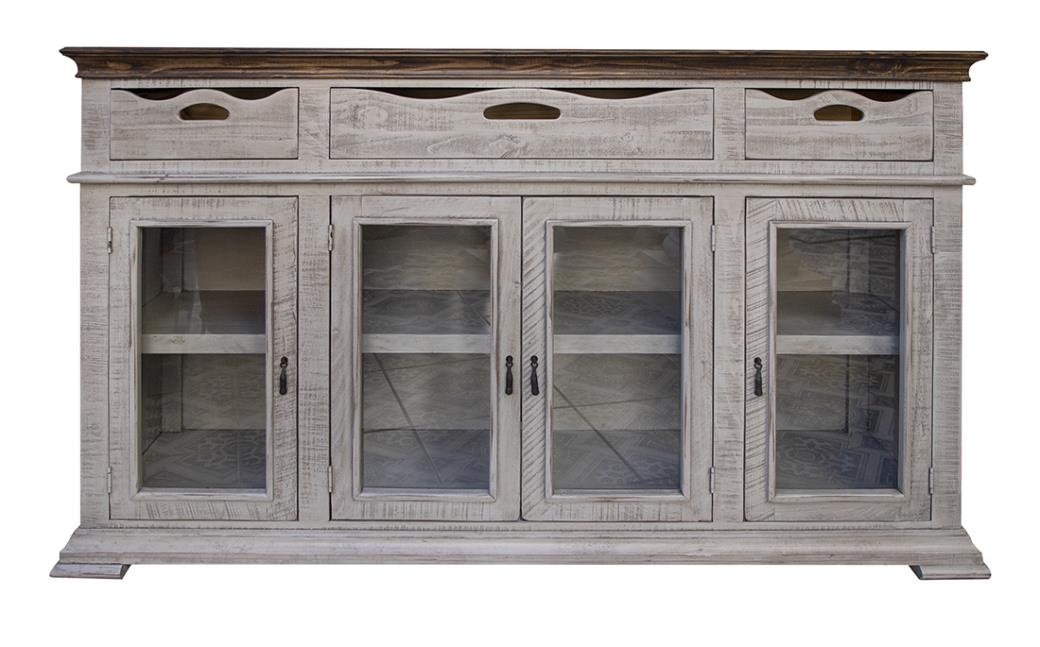 3 Drawer 4 Glass Door Console