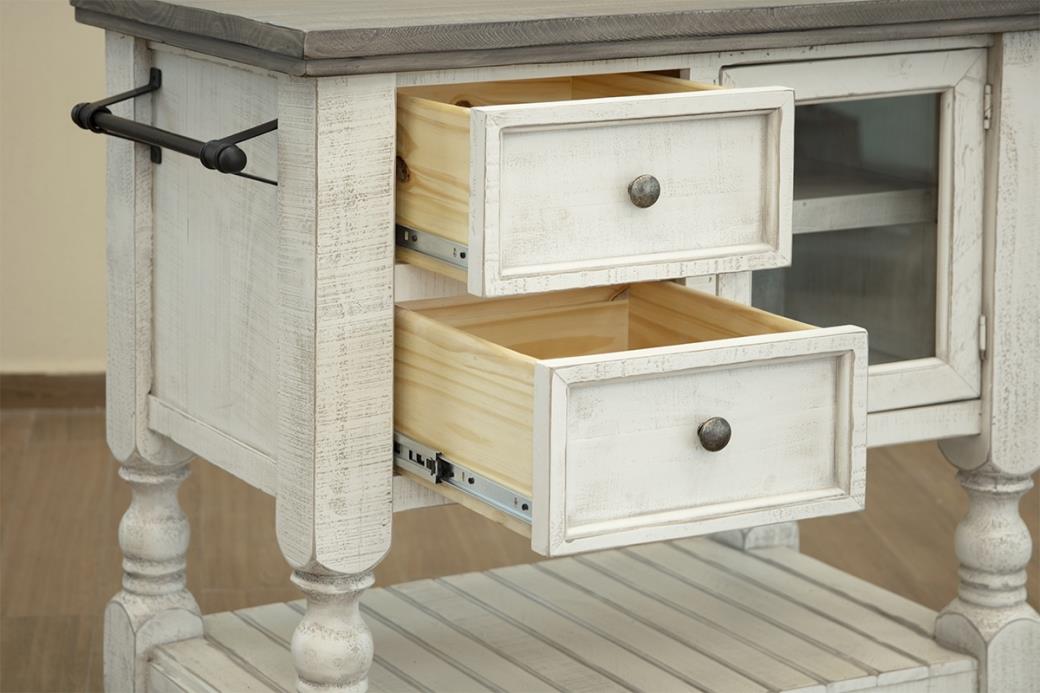 2 Drawer, 1 Glass Door Kitchen Island
