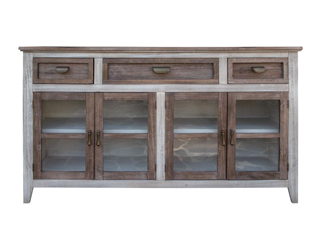 3 Drawer 4 Glass Door Console