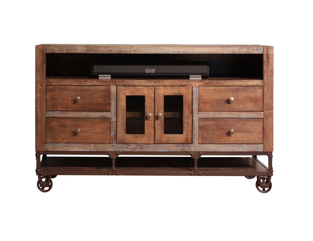 2 Glass Doors 4 Drawers 62" TV Stand