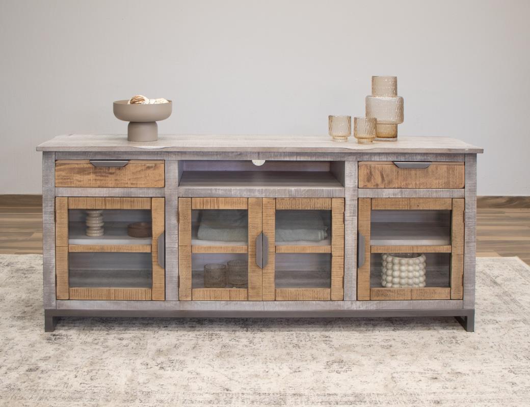 2 Drawer 4 Glass Doors 70" TV Stand