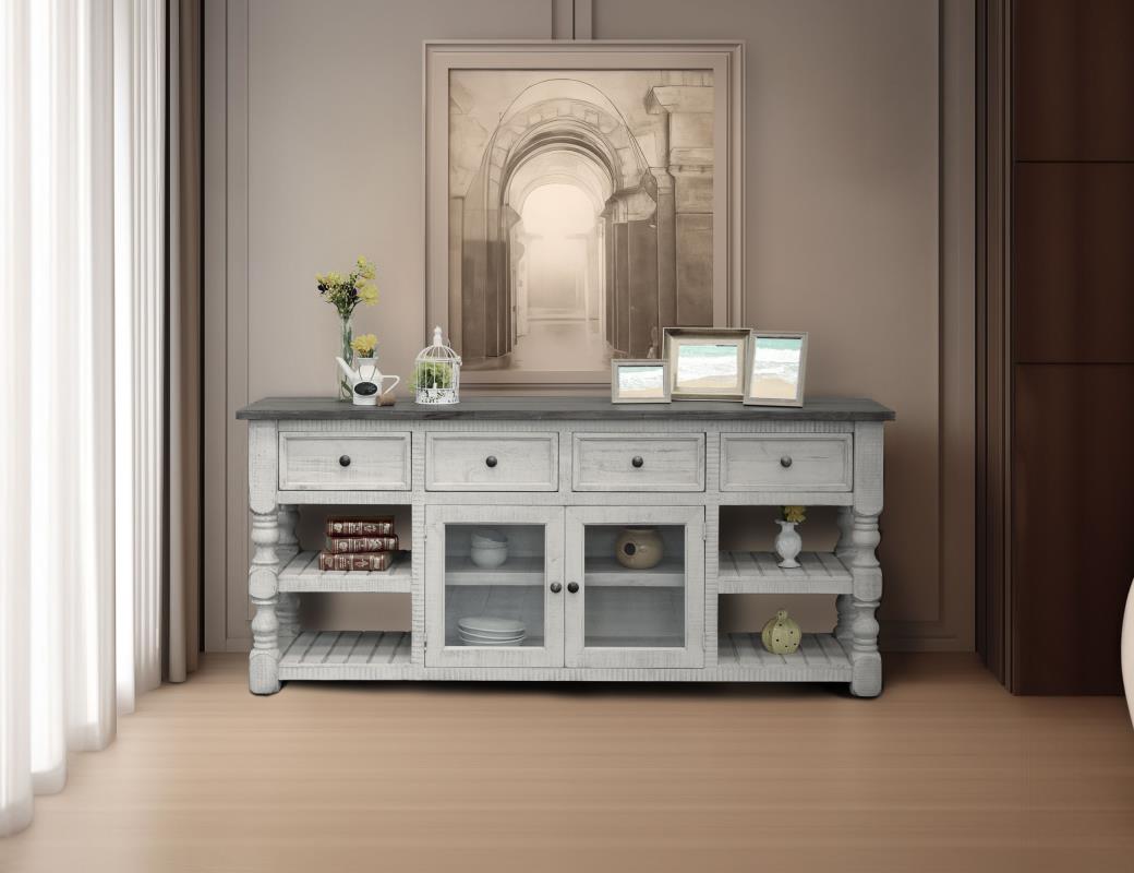 4 Drawer 2 Glass Doors 80" TV Stand