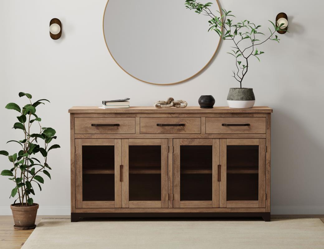 3 Drawer 4 Glass Doors Console