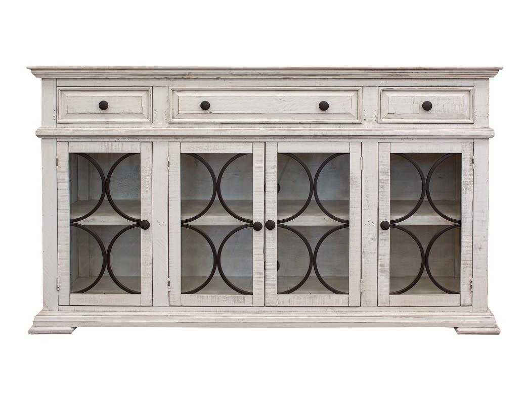 4 Glass Doors 3 Drawers Console