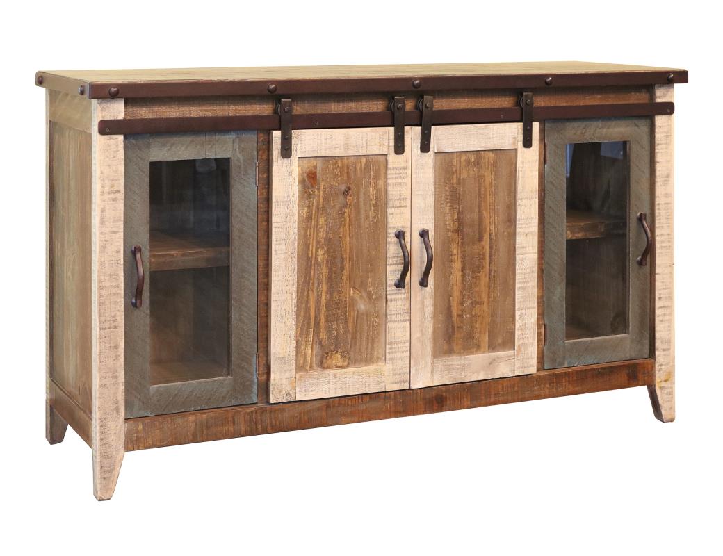 2 Glass Doors 2 Sliding Doors 60" TV Stand