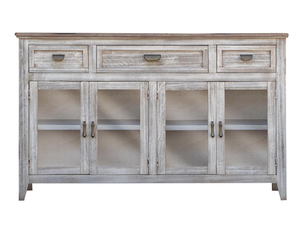 3 Drawer 4 Glass Door Console