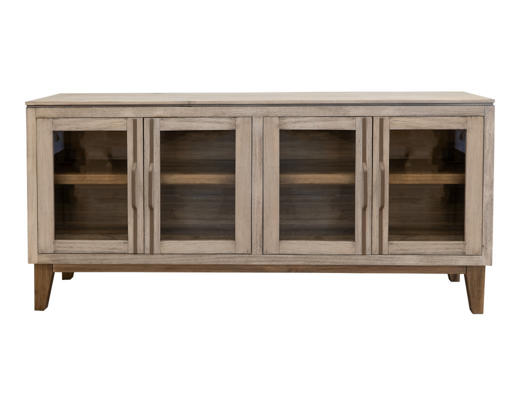4 Glass Door Metal Handle Console