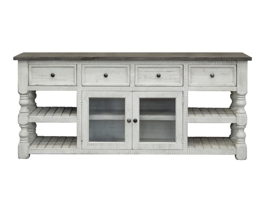 4 Drawer 2 Glass Doors 80" TV Stand
