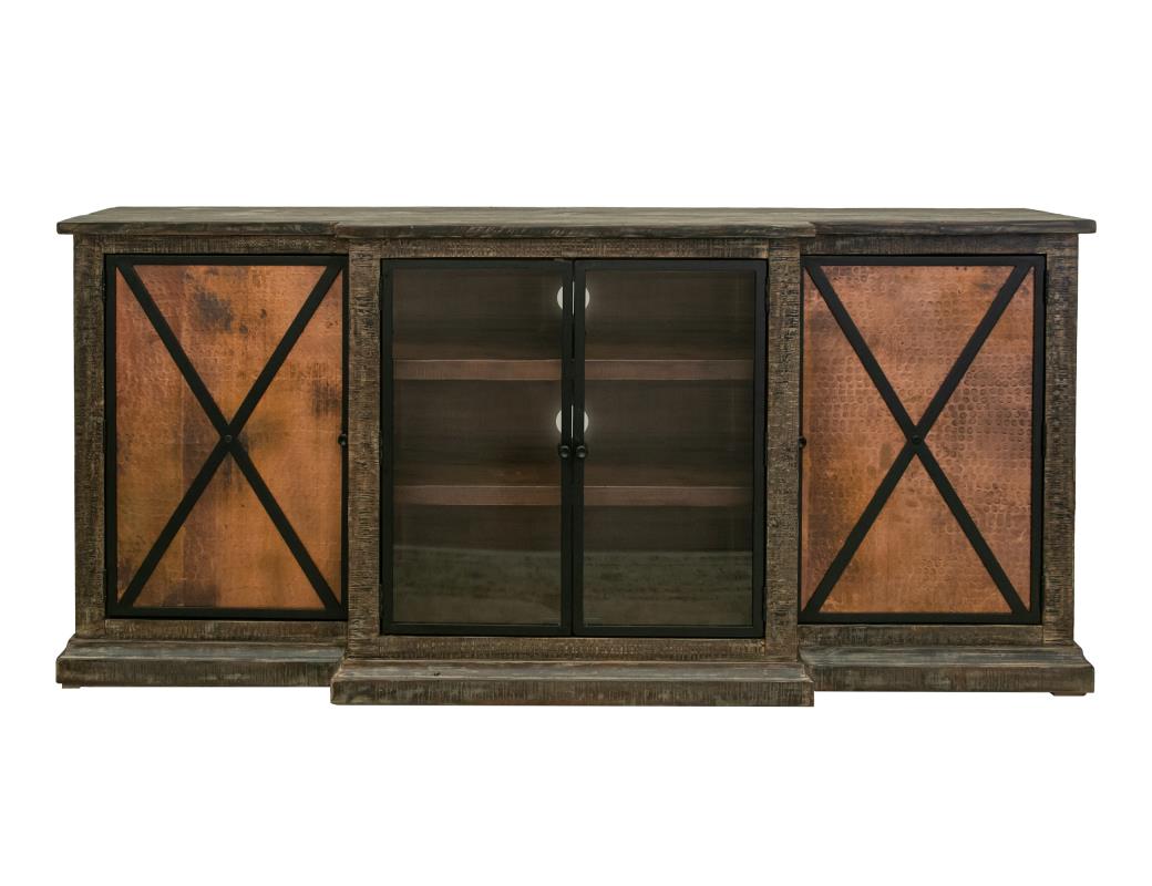 2 Copper-Paneled Door 2 Glass Door Console