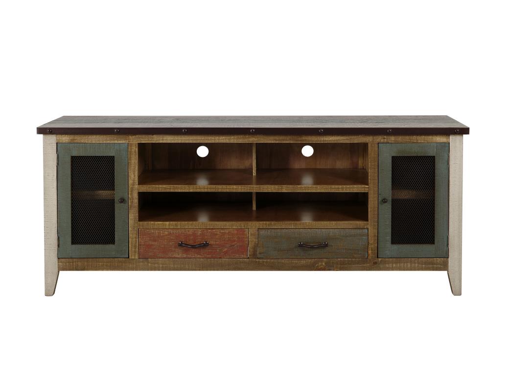 2 Drawer 2 Iron Mesh Doors 76" TV Stand