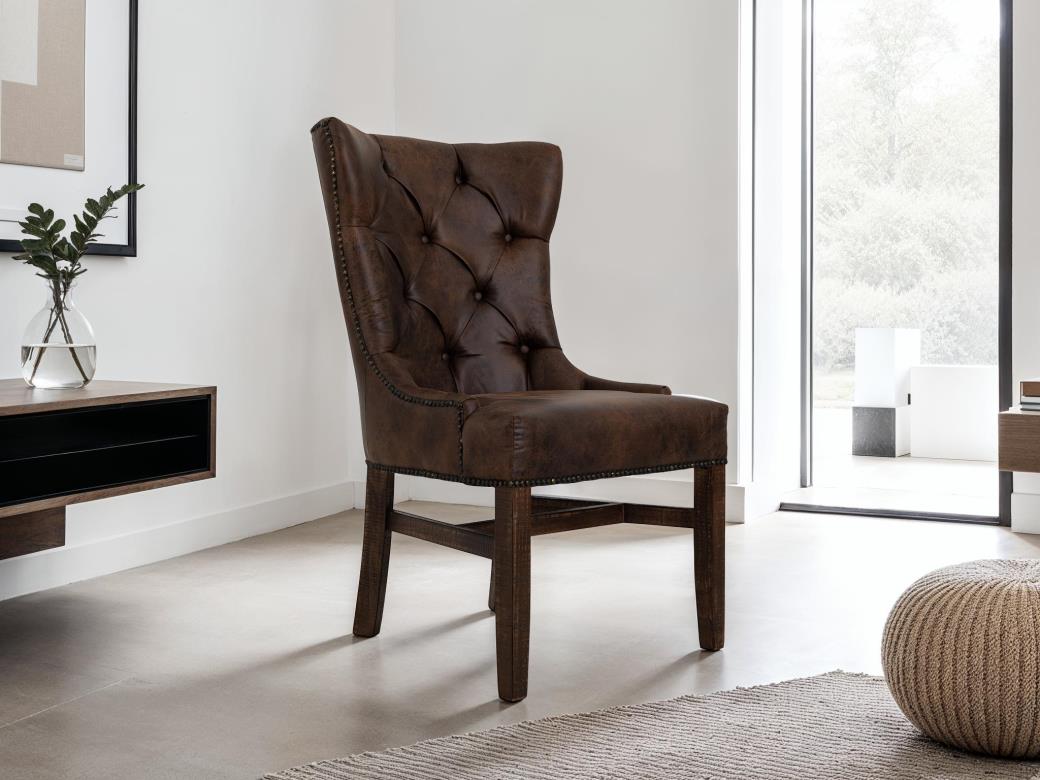 Tufted Backrest Faux Leather Upholstered Chair
