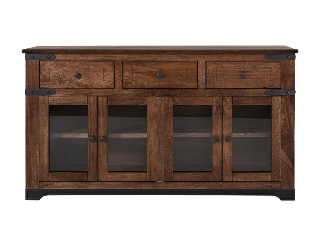 3 Drawer 4 Glass Doors 70" Console