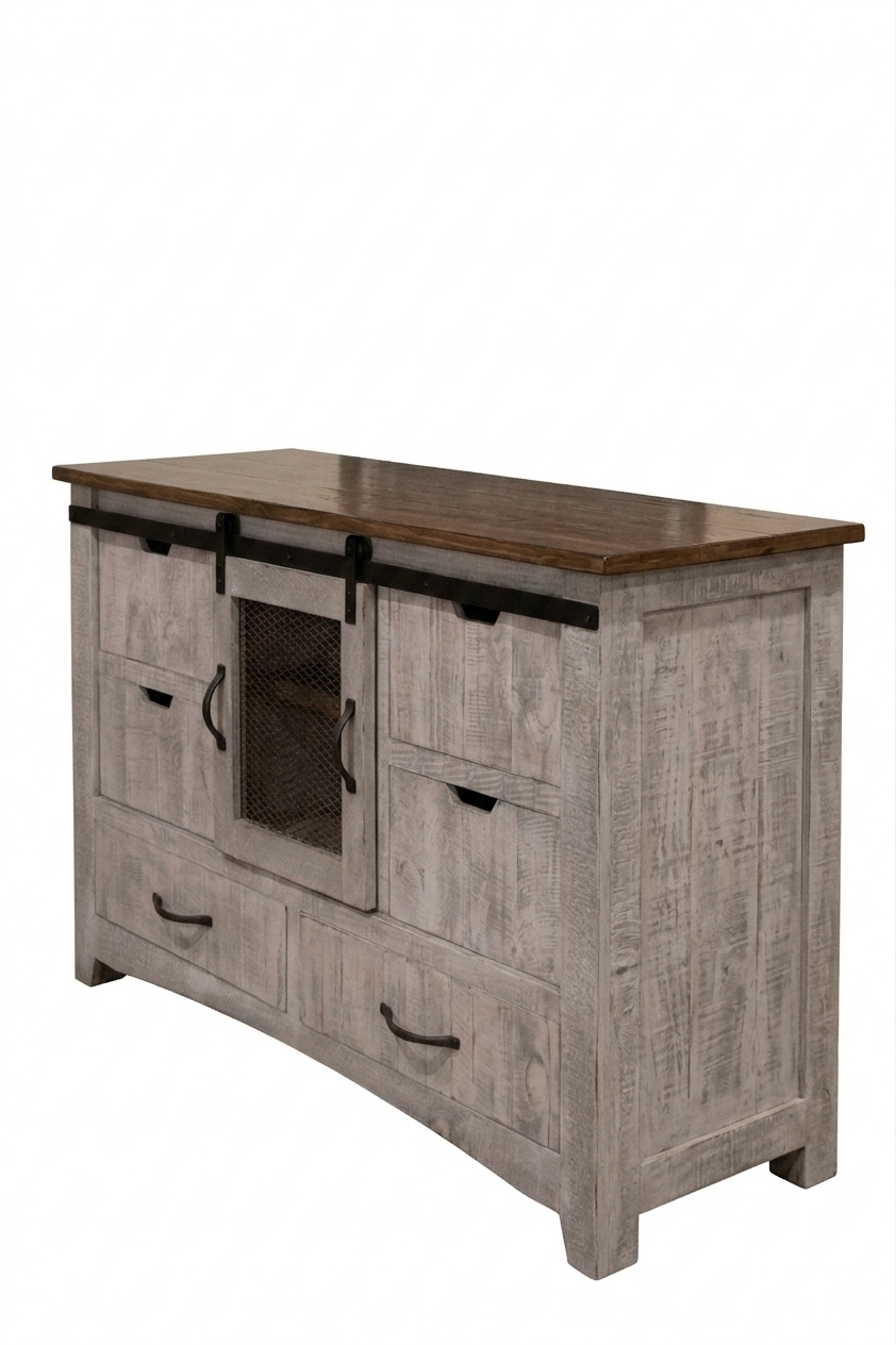 CLERANCE! 6 Drawer 1 Barn Door Solid Wood Dresser
