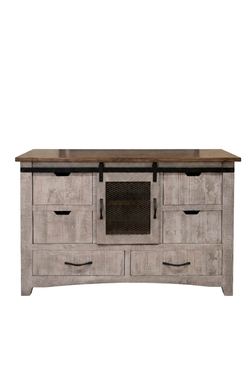CLERANCE! 6 Drawer 1 Barn Door Solid Wood Dresser
