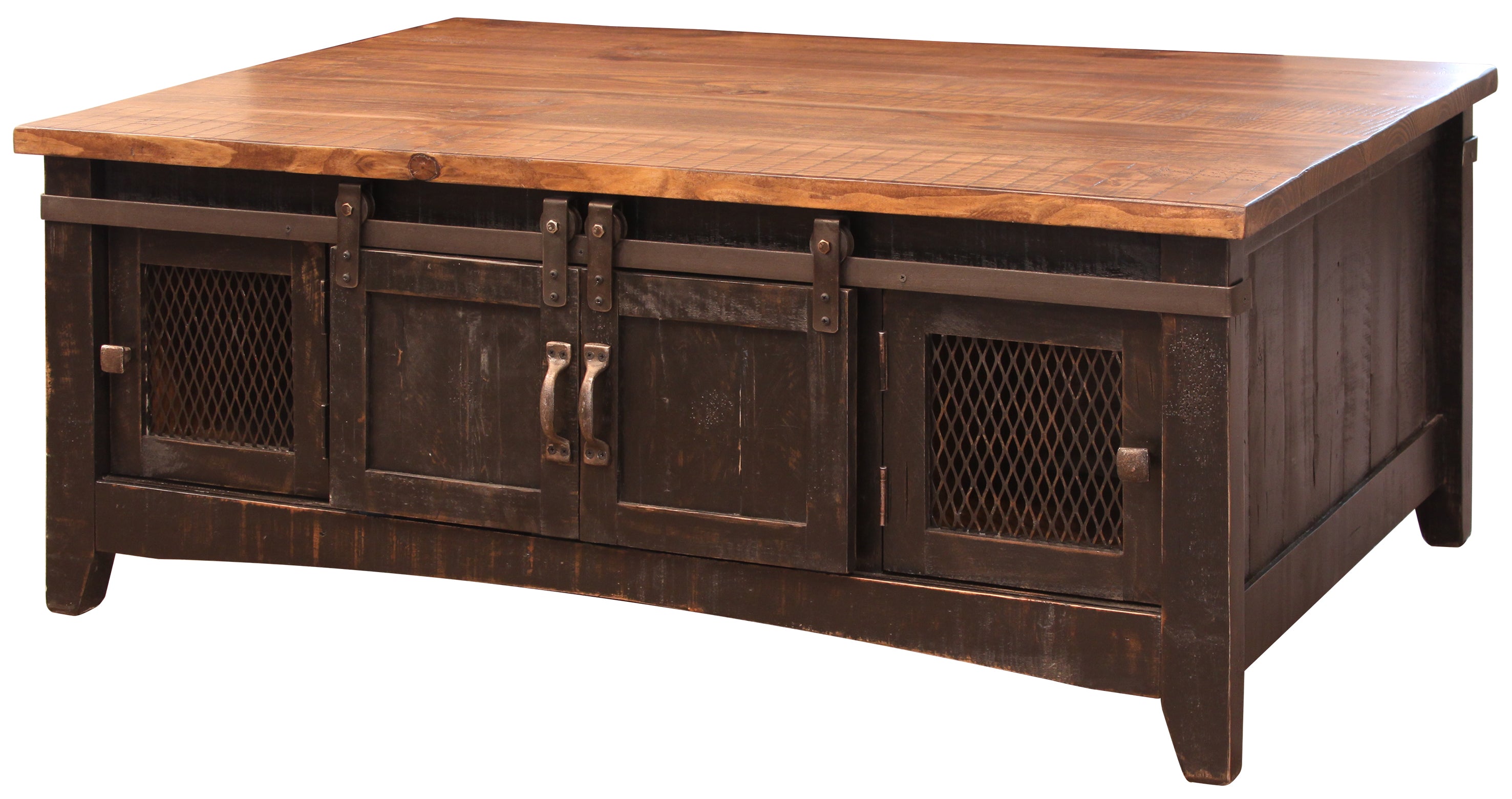 CLEARANCE! Solid Wood Cocktail Table w/Sliding Barn Doors