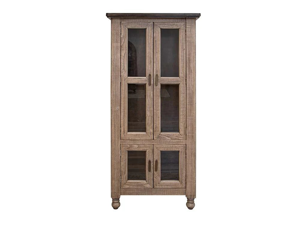 CLEARANCE! 4 Door Solid Wood Glass Cabinet