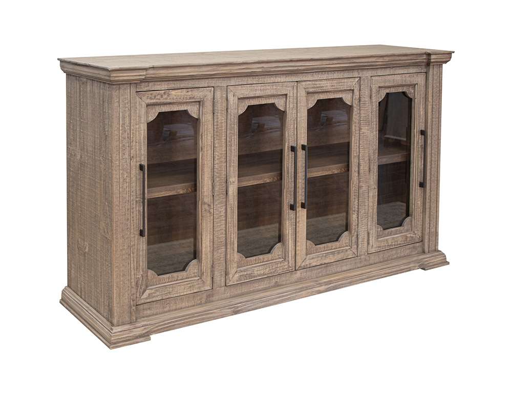 CLEARANCE! 4 Glass Door Solid Wood Console