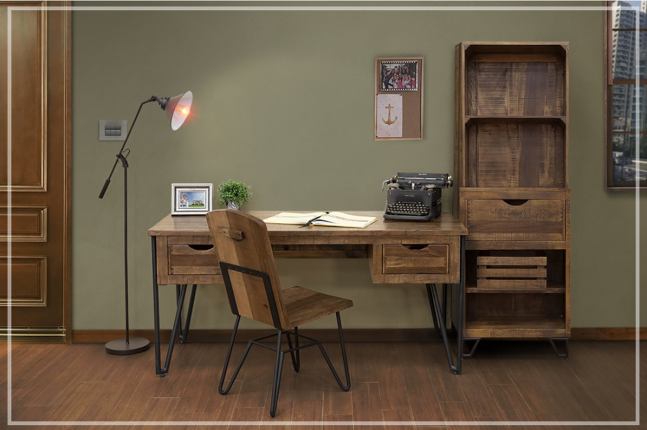 CLEARANCE! Solid Wood 2 Drawer Rustic Desk