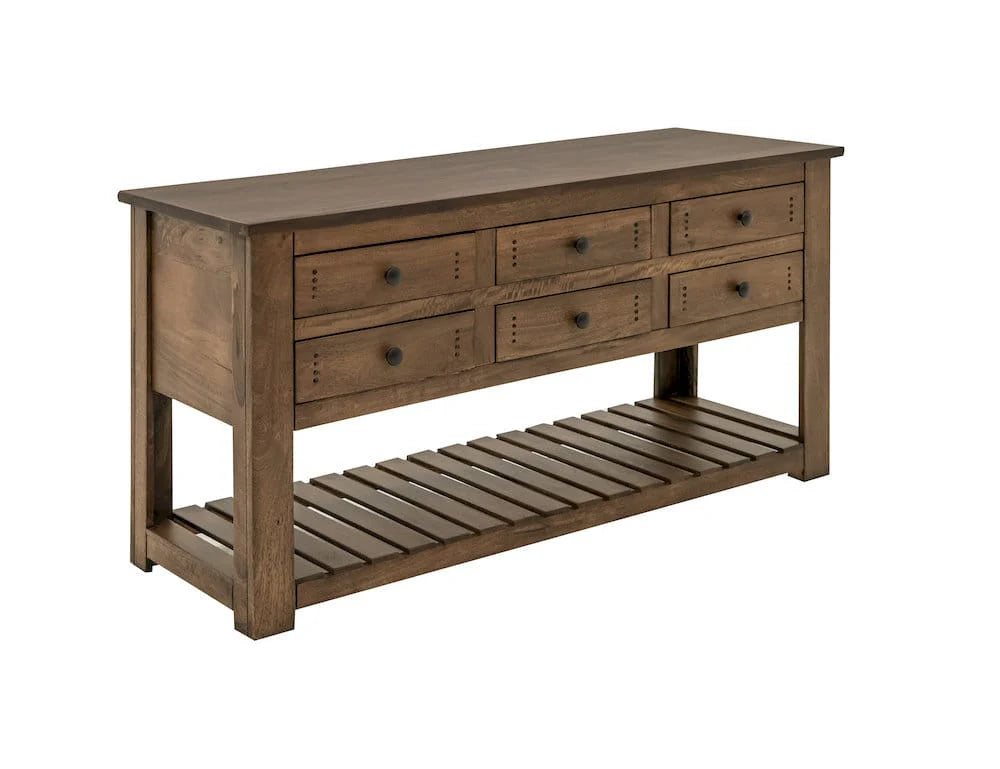 CLEARANCE! 6 Drawer, 1 Shelf Solid Wood Sofa Table