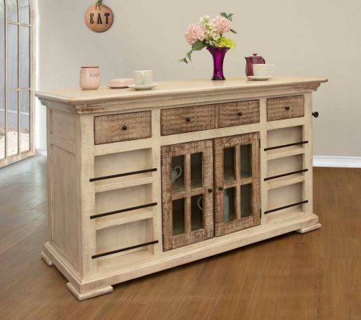 CLEARANCE! Kitchen Island with wine rack and spice shelves