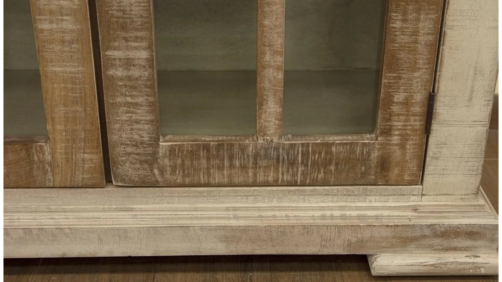 CLEARANCE! 2 Glass Door Solid Wood Console