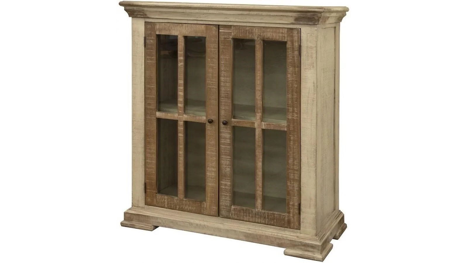 CLEARANCE! 2 Glass Door Solid Wood Console