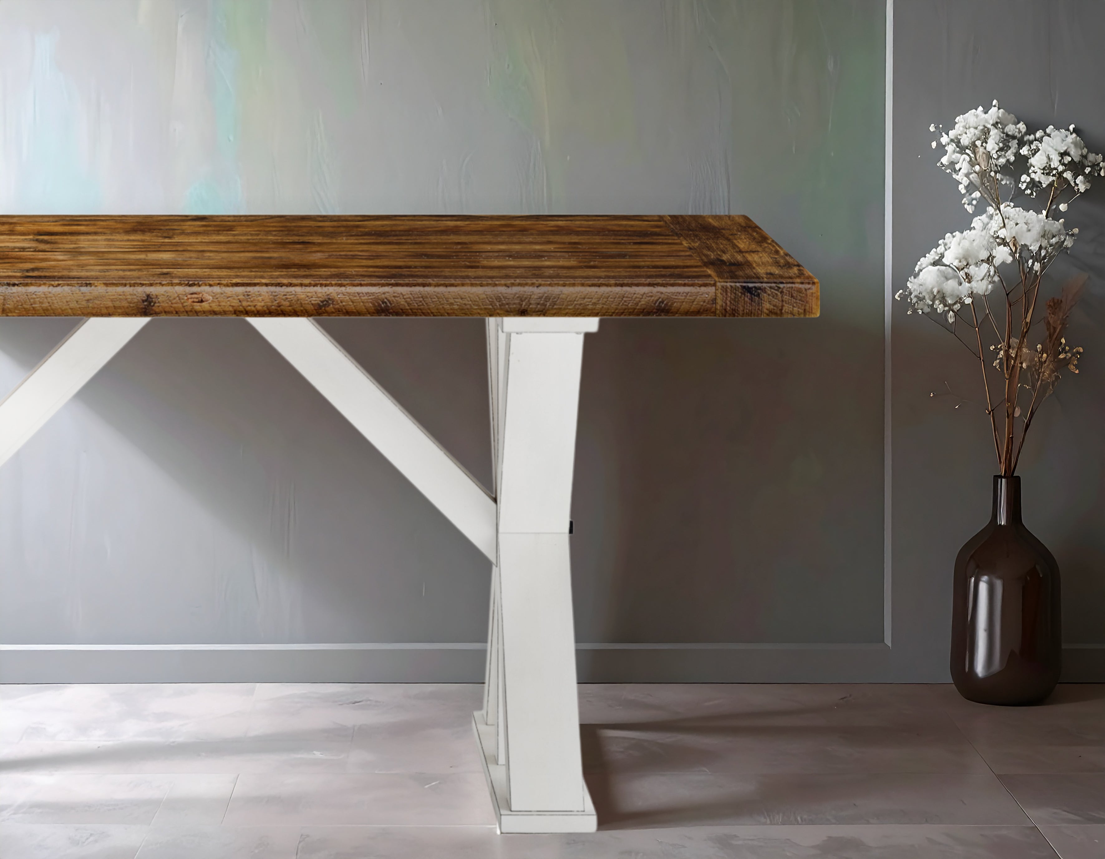 Rustic Timber Collection Medium Brown 36" x 65" with Linen Wood x Base