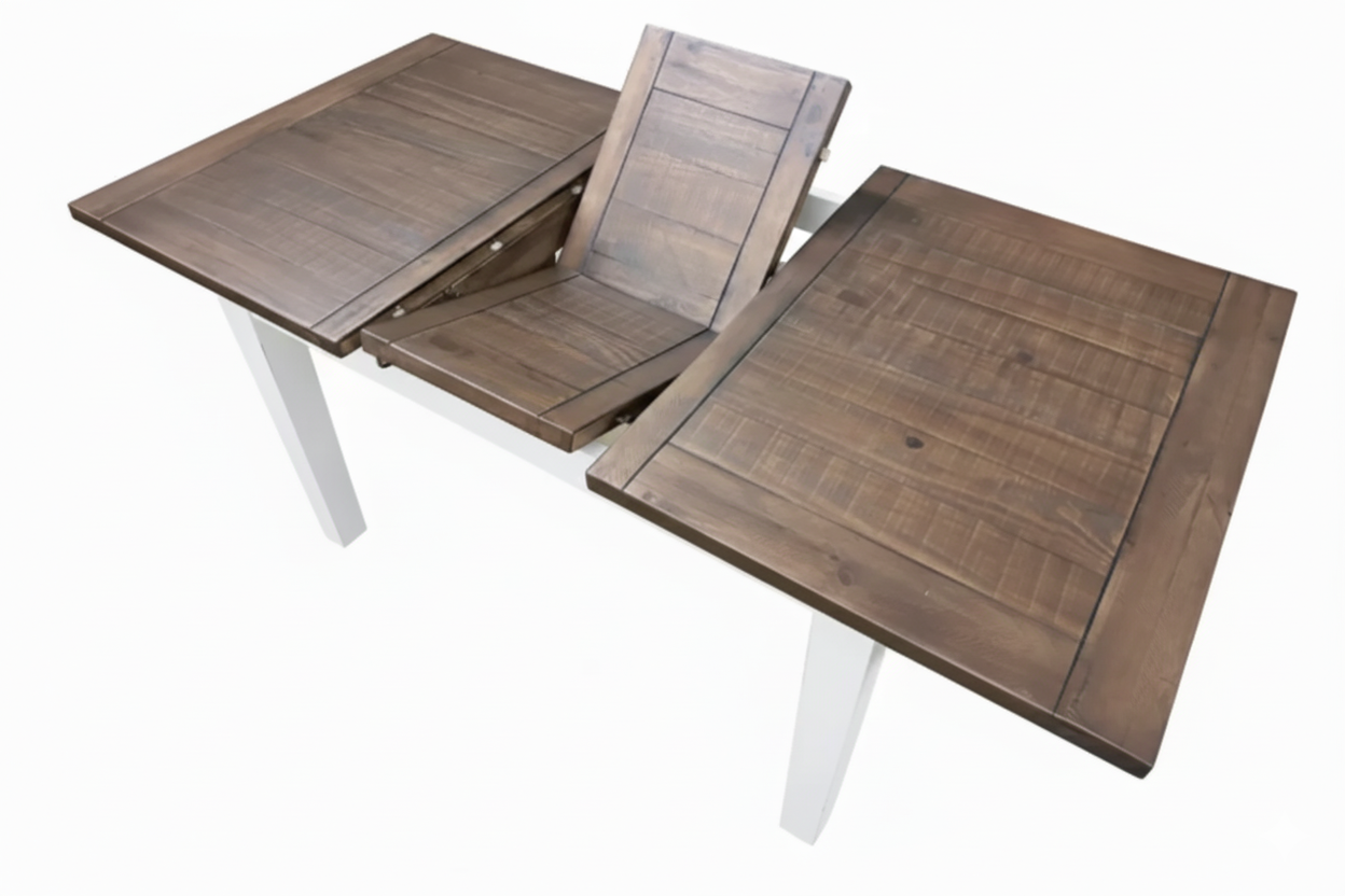 Small Butterfly Collection Rustic Natural Grey with Linen Base and 4 Ladderback chairs with Linen frames and rustic natural grey seats