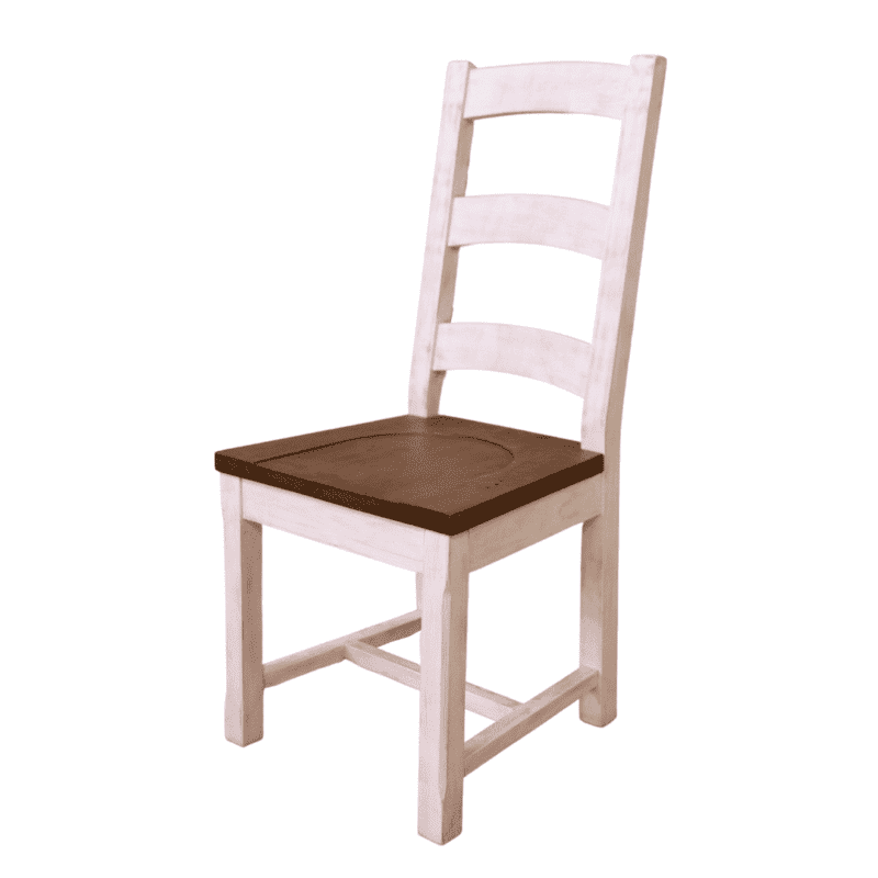 Ladderback chair antique white frame medium brown seat - Restored Timbers
