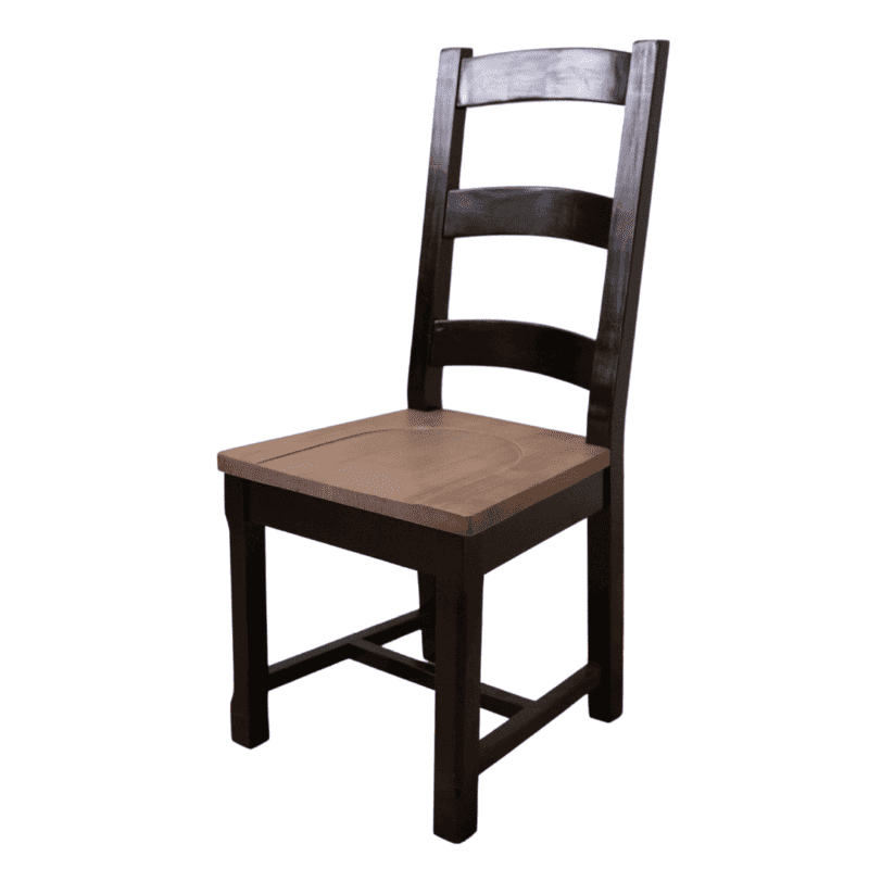 Ladderback chair espresso frame cushion seat 1 - Restored Timbers